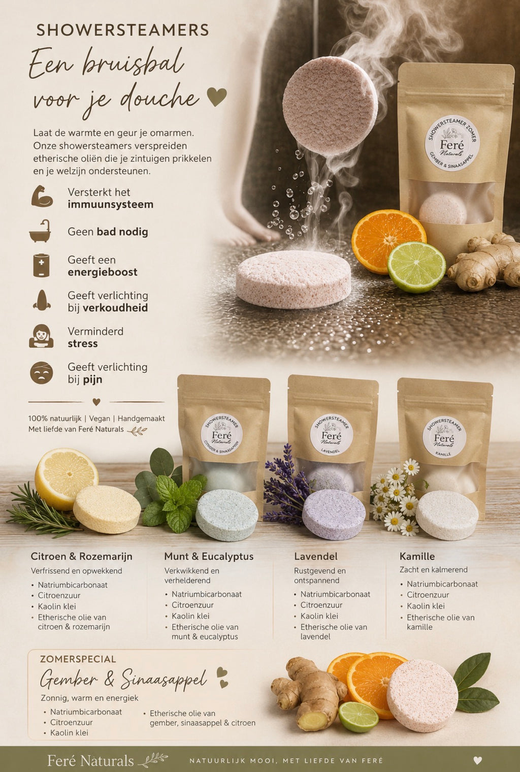 Showersteamer. ☀️ Zomerzon – Sinaasappel & Lavendel
