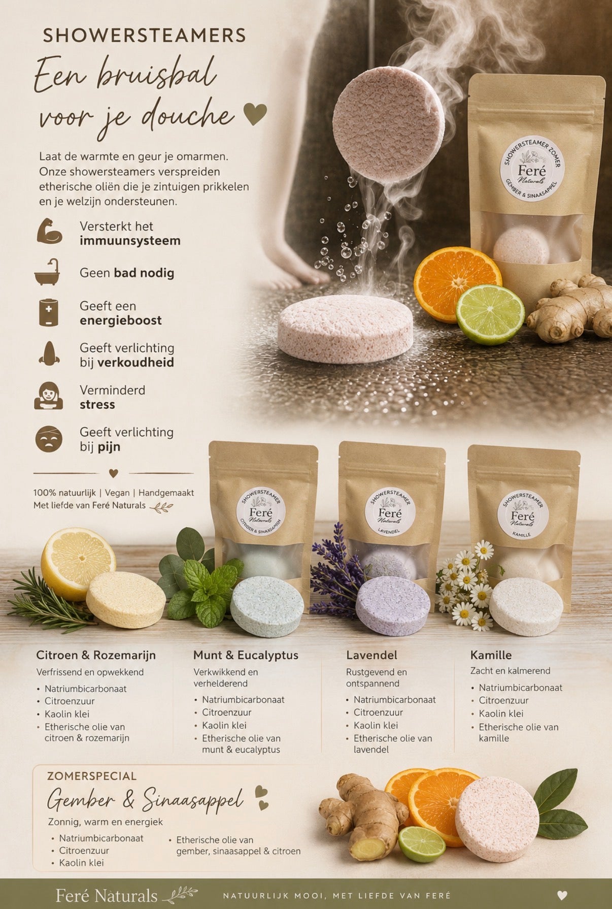 Showersteamer. ☀️ Zomerzon – Sinaasappel & Lavendel