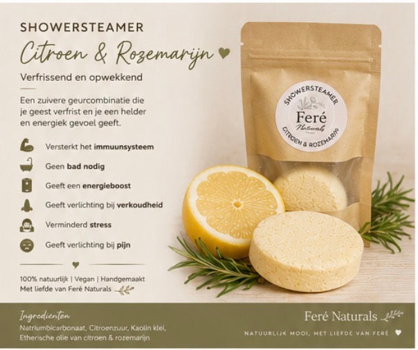 Showersteamer 🌼 Frisse Bloei – Citroen & Rozemarijn