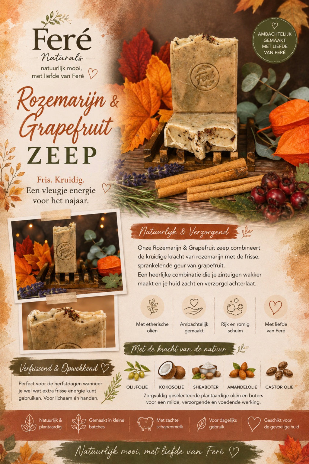Rozemarijn & Grapefruit Zeep – Fris de herfst in 🍂🌿