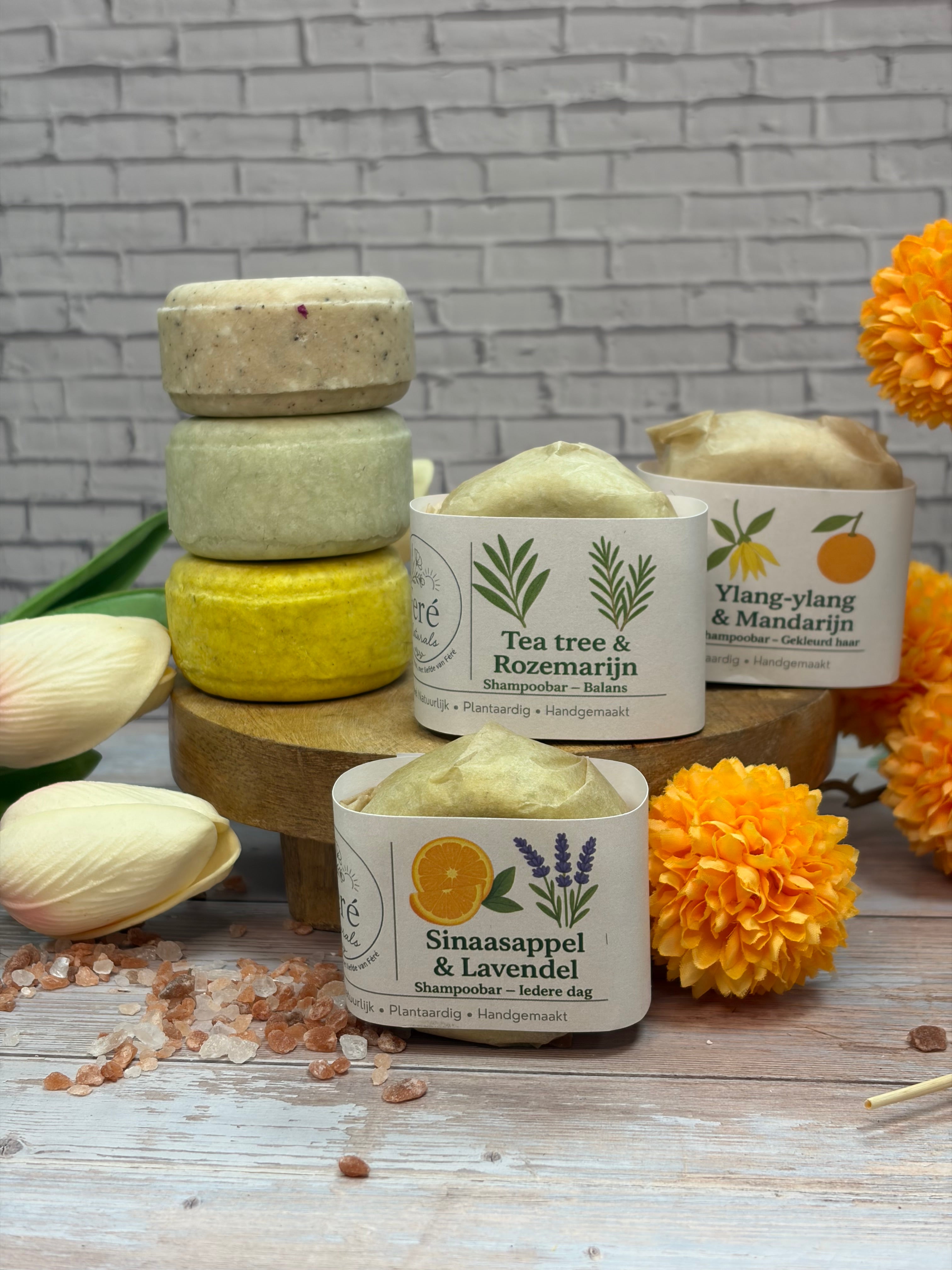 🌿 FERÉ NATURALS – SHAMPOOBARS
“Iedere Dag – Mild & Fris”