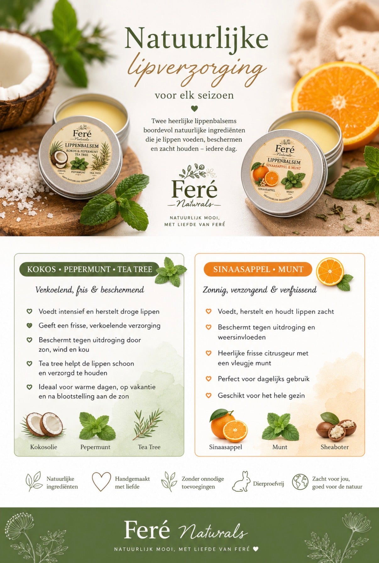 Lippenbalsem Kokos • Pepermunt • Tea Tree