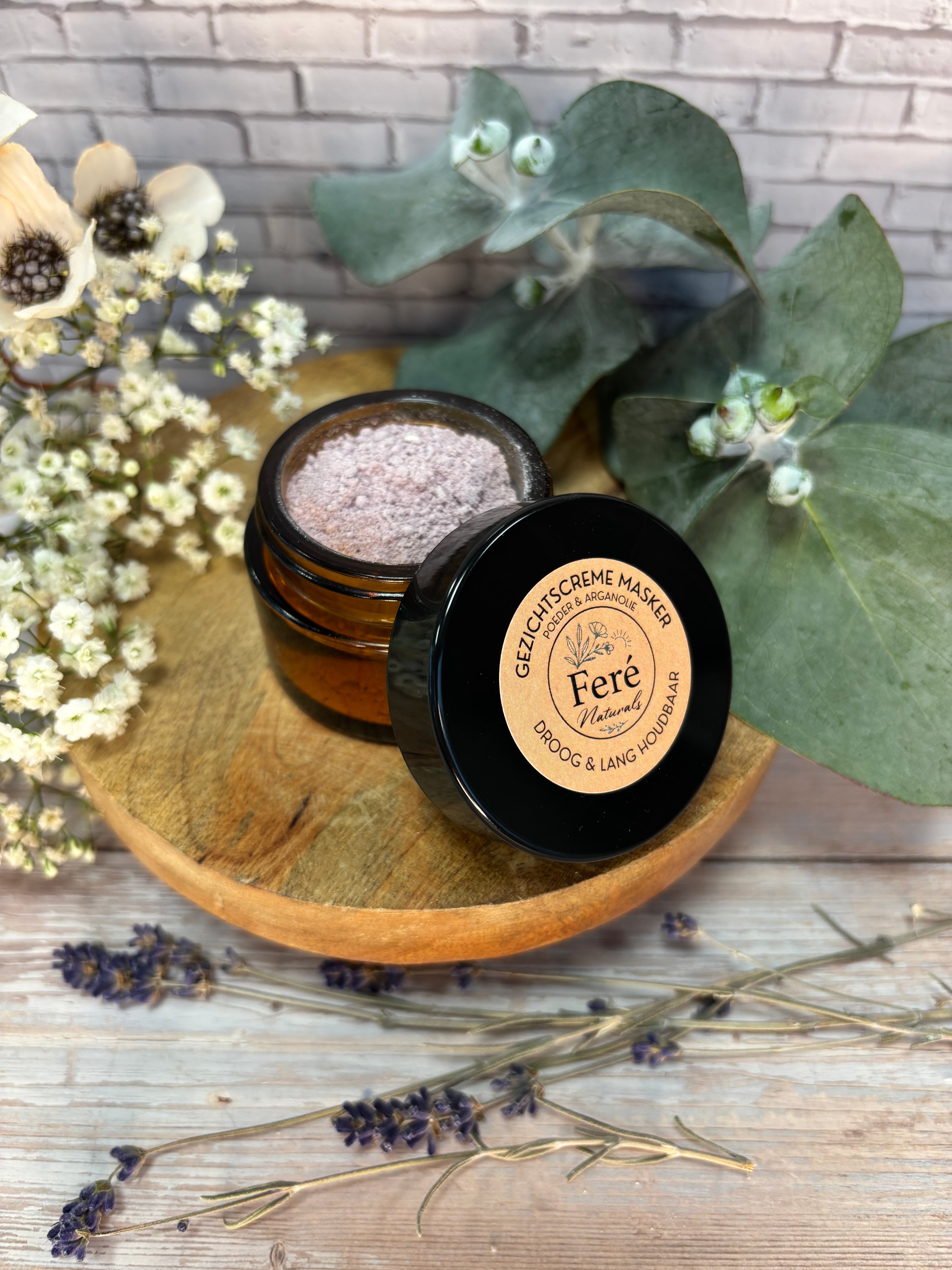 Gezichtscrème masker poedervorm & Arganolie                      (Droog, Lang Houdbaar)